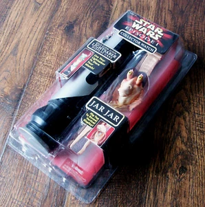Star Wars 1999 JAR JAR BINKS Wrist Watch Lightsaber Display Case Lucasfilm Ltd. - Imagen 1 de 8