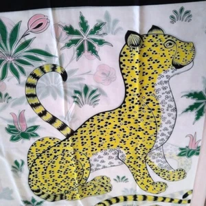 Hermes Cotton Pareo Shawl Stole Scarf Les Leopard White Animal Floral Auth New - Picture 1 of 6