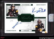 2022 Panini Flawless Dual Emerald Kenny Pickett George Pickens ROOKIE AUTO /5 RC