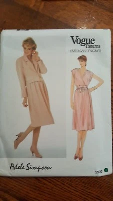 Vintage Vogue Adele Simpson Suit Jacket + Dress Pattern 2920 Size 6 UNCUT   - Image 1 of 2