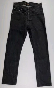 Nudie Jeans Mens W29 L34 Straight Coated Black Denim Italy Average Joe - Bild 1 von 12