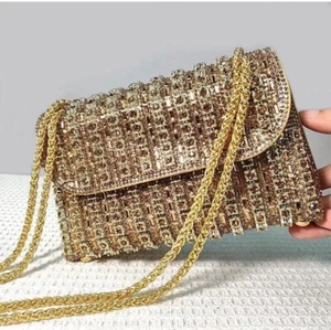 Gold Rhinestone Clutch Evening Purse handbags with chain for Women Luxury - Picture 1 of 14