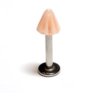 Labret Kinnbolzen mit Acryl 5 mm Cremesicle Spike 14 Stärke 3/8" Stahl - Bild 1 von 3