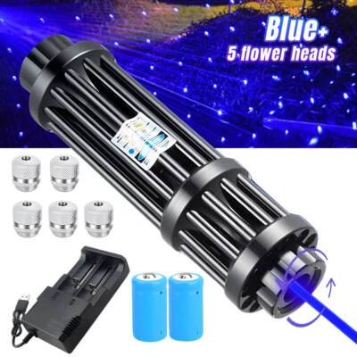 5W High Power Adjustable Blue Burning Laser Pointer Visible Dot Torch Light - Image 1 of 4