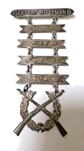 WWI 1919- 1930 U.S. Marine Corps USMC Expert Rifleman Badge STERLING - Picture 1 of 8