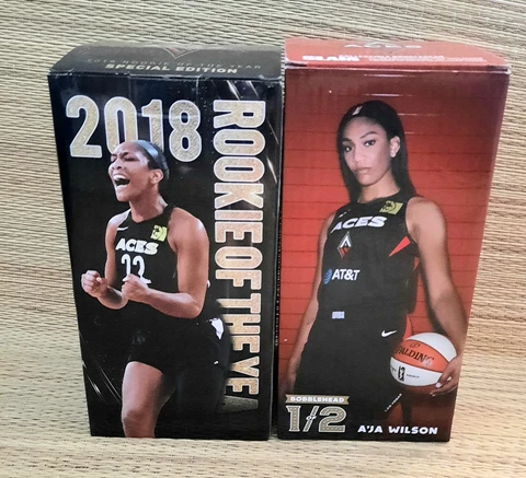 A'Ja Wilson-2018  Rookie Of The Year Special Ed. Bobbleheads (2), LV Aces- NEW Cover