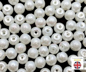 100 piezas cuentas de perlas de vidrio con textura blanca polvo de estrellas 6 mm invierno boda novia J267 - Imagen 1 de 1