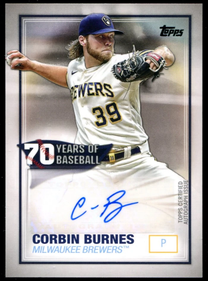 2021 Topps Series 1 Corbin Burnes 70 Years Rookie Auto Milwaukee Brewers - Image 1 of 1
