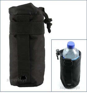 Black Water Bottle MOLLE Tactical Army Utility Dump Carrier Bag Pouch Belt T2 - Picture 1 of 4