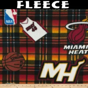 NBA Miami Heat Plaid Print Fleece Fabric by the Yard - Picture 1 of 1