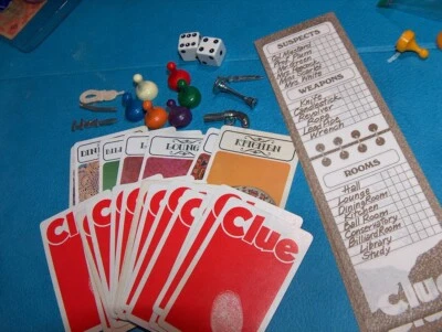 1972 Clue Replacement Parts  Red Cards Envelope Weapons Pawns Detective Sheets - Image 1 of 4