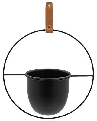 Hänge-Übertopf mit Ring Blumenampel Metall Schwarz Scandi Blumen Depot 30x39cm - Bild 1 von 3