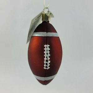 Adorno de pelota de fútbol americano de Navidad del Viejo Mundo vidrio soplado, OWC con etiqueta - Imagen 1 de 6