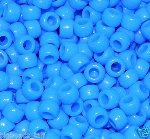 acrylique perles de poney, opaque, bleu, 9 x 6mm, 100 pcs, 300 pcs - Bild 1 von 1