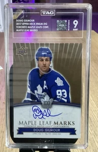 2017 UD Toronto Maple Leafs Centennial Marks Doug Gilmour AUTO TAG 9 PSA - Picture 1 of 2