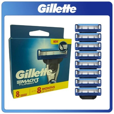 Gillette Mach3 Turbo 8er Pack Herren Rasierklingen Nachfüllpack - 100% Original - Bild 1 von 4