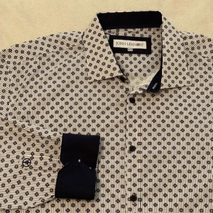 Camicia John Lennon manica lunga con bottoni uomo XXL bianca floreale pace ricamata - Foto 1 di 12