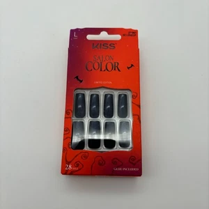 Kiss Salon Color Halloween Press On Nails, Let's Boo This, Navy Long Square 28ct - Bild 1 von 4