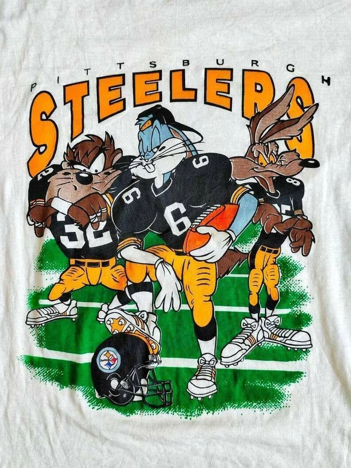 Pittsburgh Steelers Taz Looney Tunes Camiseta Blanca Manga Corta Camiseta S-5XL NH2883 Foto 1 de 1