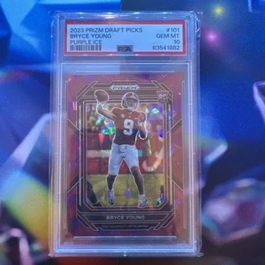 Bryce Young 2023 Prizm Draft Picks Purple Cracked Ice 16/149 Panthers RC PSA 10 - Imagen 1 de 2