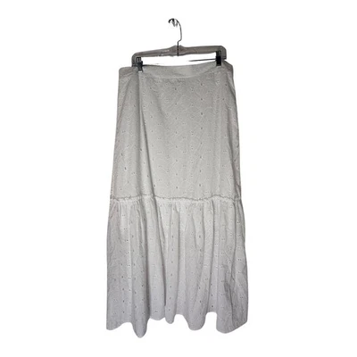 NWOT Calypso White Eyelet Flower Design A-line Cotton Prairie Maxi Skirt Size XL - Image 1 of 4