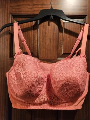 Arcos de renda 42DDD cacique rosa levemente forrado balconette - Imagem 1 de 3