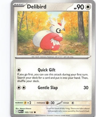 Delibird - Common ME01: Mega Evolution 105/132 NM Pokemon - Image 1 of 2