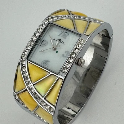 Jacques Du Manoir Quartz Watch Women Dual Tone MOP Cuff Bangle Analog New Batter Foto 1 de 4