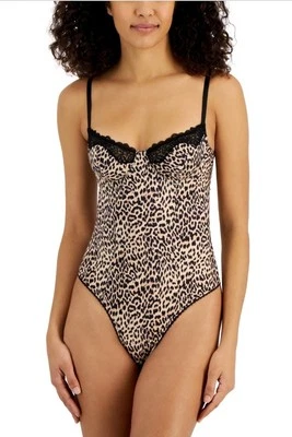 I.n.c. International Concepts Women Satin Micro Bodysuit, Cheetah Size Medium - Image 1 of 4