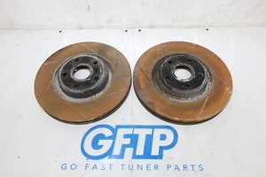 08-17 SUBARU WRX STI OEM FRONT BREMBO BRAKE ROTORS SET ROTOR PAIR SLOTTED - Picture 1 of 7