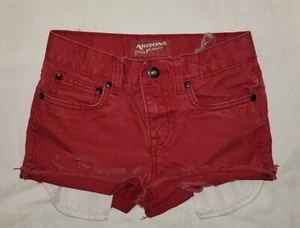 ARIZONA JEANS Girls Sz 8 High Rise Cut Off Red Denim Jeans Shorts 100% Cotton - Picture 1 of 4