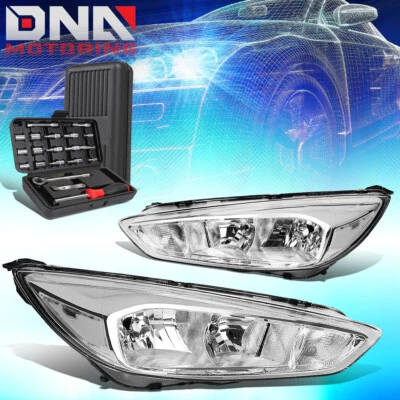 PARA FORD FOCUS 2015-2018 CARCASA CROMADA FAROS LATERALES TRANSPARENTES FAROS + HERRAMIENTAS Foto 1 de 4