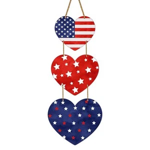 4th of July Decorations Patriotic Wreath Heart Hanging Decor 4th of July Wrea... - Picture 1 of 7