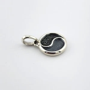 David Yurman Sterling Silver 925 Yin & Yang Amulet  Black Diamond Pendant - Picture 1 of 4