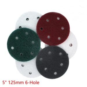 5" 125mm 6-Hole Nylon Fibre Scouring Pads Hook Loop Sanding Discs 240 - 800 Grit - Picture 1 of 8