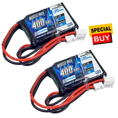 NHX RC 2S 7.4V 400mAh 50C Lipo аккумулятор Losi микро B/T 1/24 w/PH2.0 разъем (2) - Изображение 1 из 4