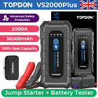 TOPDON 2000A USB Car Jump Starter Pack Booster 12V Battery Tester Power Bank UK