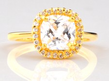 14KT Yellow Gold 2.20 Carat  Excellent Cushion Shape Solitaire Wedding Ring
