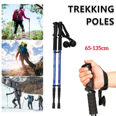 2X TELESKOP NORDIC WALKING STÖCKE WANDERSTÖCKE ANTISCHOCK 65-135CM ALUMINIUM - Bild 1 von 4