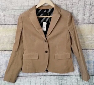346 Brooks Brothers Corduroy Classic Women Blazer 2 Button Jacket Tan size 6 NWT - Picture 1 of 11