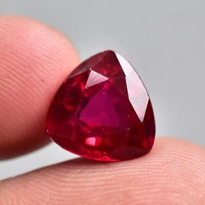 Natural Certified 7.20 Ct Blood Red Ruby Tanzania Trillion Cut Loose Gemstone - Picture 1 of 5