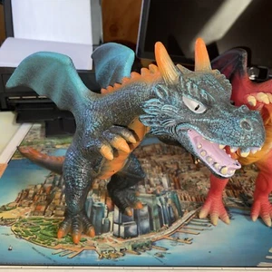 blue rubber dragon and red dragon pair - Picture 1 of 4