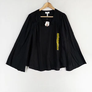 Jessica Simpson Top Blouse Womens Sz Medium Black Viscose Flare Sleeve Boho New - Picture 1 of 8
