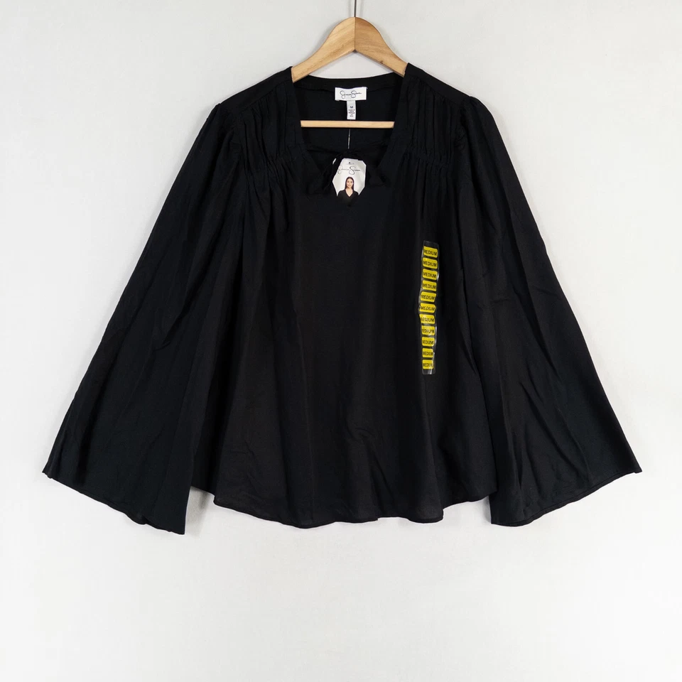 Jessica Simpson Top Blouse Womens Medium Black Viscose Flare Sleeve Casual - Image 1 of 4