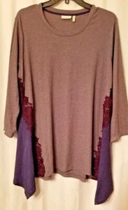 LOGO Lounge by Lori Goldstein Lace Side Design Gray Boutique Comfort Size 1X - Picture 1 of 6