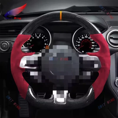 Volante de fibra de carbono real para 16-24 Lexus LC500 LC500h rojo Alcántara Foto 1 de 4