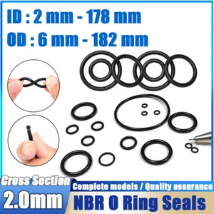Junta tórica 2 mm de espesor x 6 mm - 182 mm anillo de sellado de goma junta redonda NBR 70 negra - Imagen 1 de 131