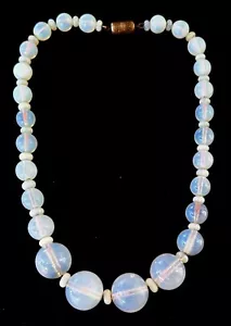 VTG LOUIS ROUSSELET Graduated French Opaline Glass NECKLACE France - Picture 1 of 11