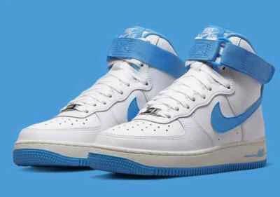 Nike Air Force 1 High OG QS Shoes "UNC" White University Blue DX3805-100 Size - Image 1 of 4