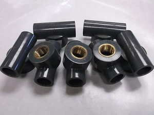 7pk, GF PIPING SYSTEMS 1/2 In FNPT x Socket x Socket Tee PVC Gray (D33) - Picture 1 of 6